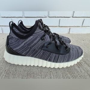 Salvatore Ferragamo Knit Athletic Sneakers in Black and White